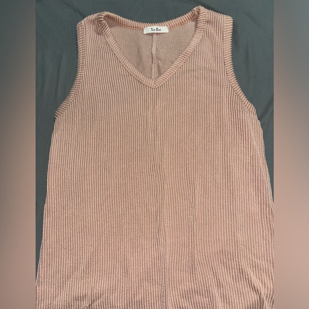 blush ribbed tank top blouse